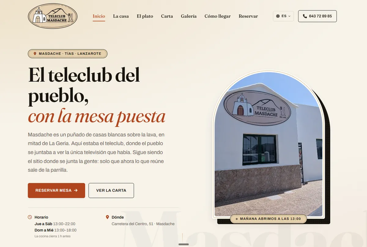 Teleclub Masdache — Canarian cuisine and grill restaurant in Masdache, Tías (Lanzarote)